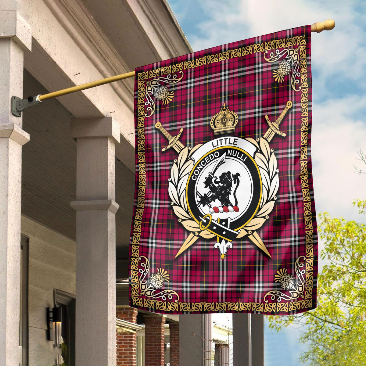 Little Tartan Crest Garden Flag - Celtic Thistle Style