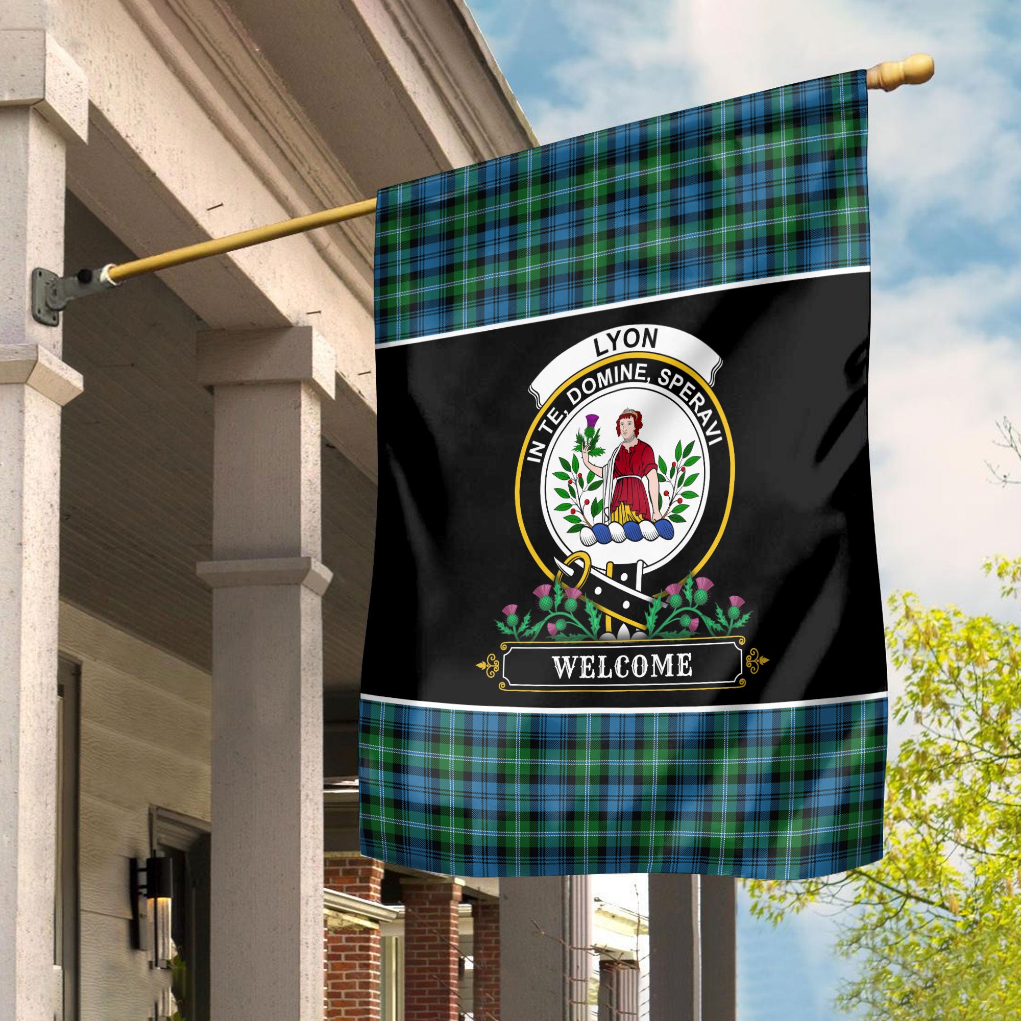 Lyon Tartan Crest Garden Flag - Welcome Style