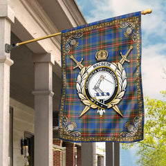 MacBeth Ancient Tartan Crest Garden Flag - Celtic Thistle Style