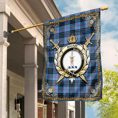 MacKay Blue Tartan Crest Garden Flag - Celtic Thistle Style