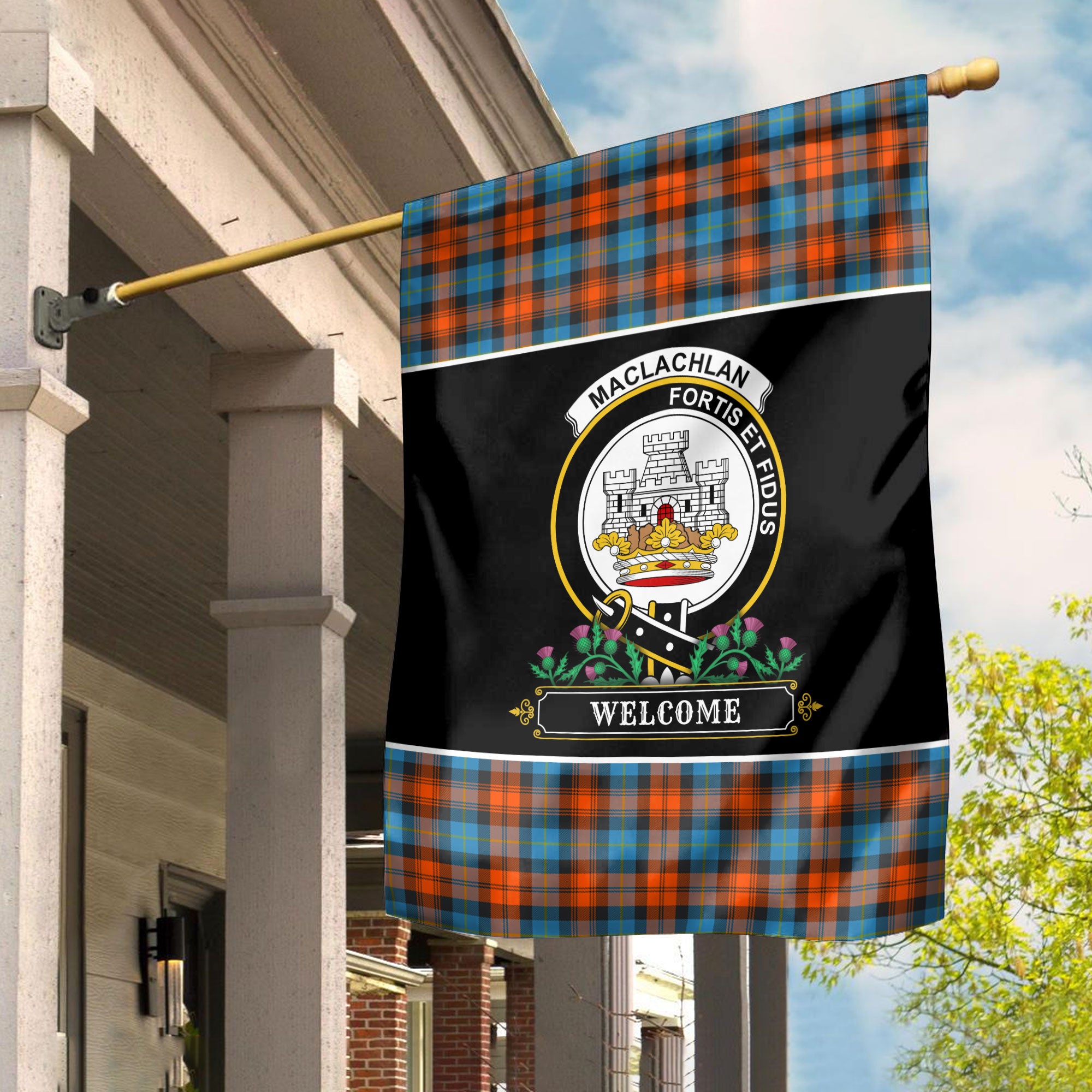 MacLachlan Ancient Tartan Crest Garden Flag - Welcome Style