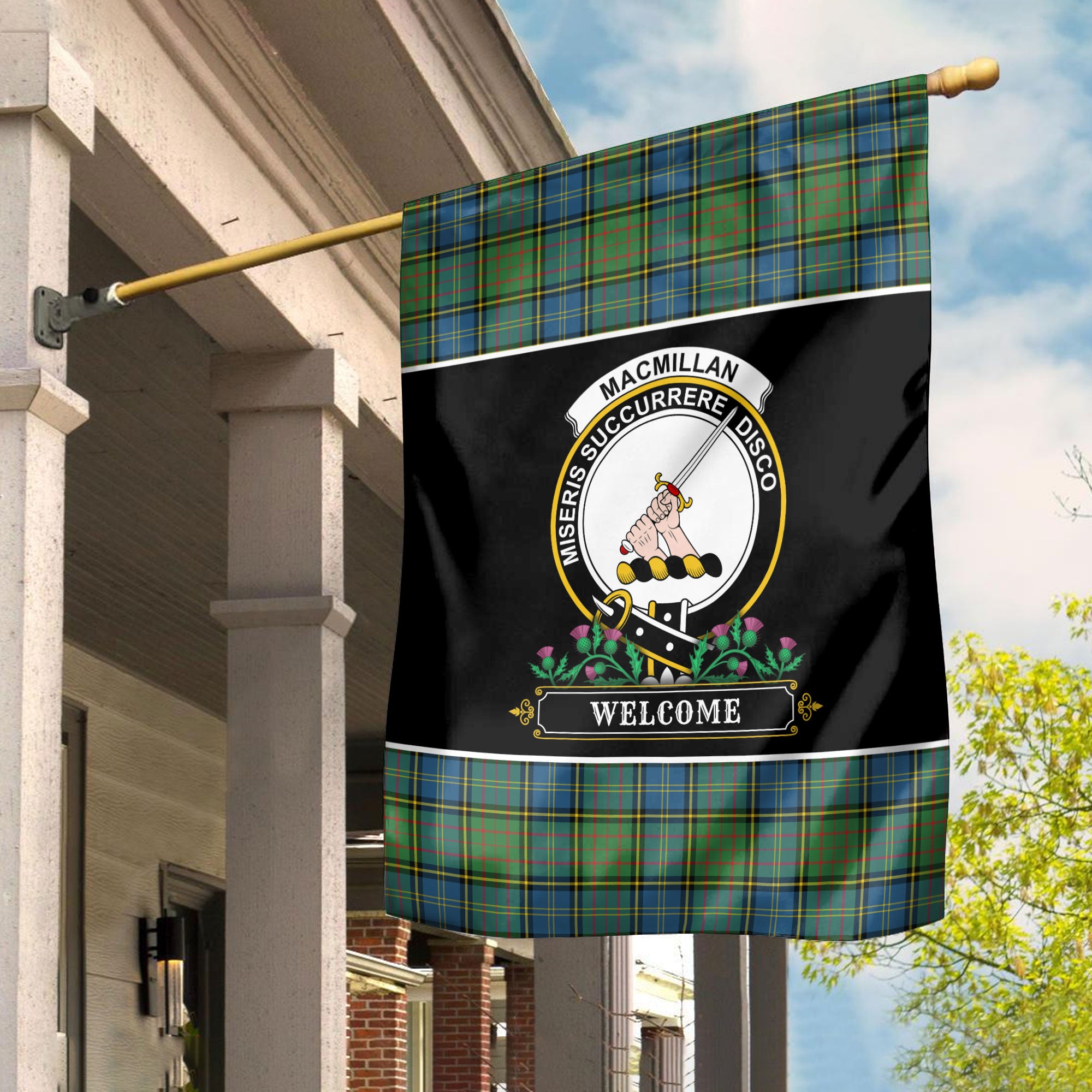 MacMillan Hunting Ancient Tartan Crest Garden Flag - Welcome Style