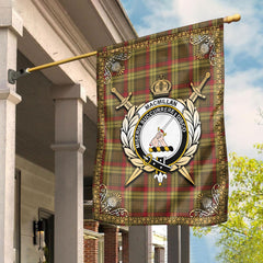 MacMillan Old Weathered Tartan Crest Garden Flag - Celtic Thistle Style