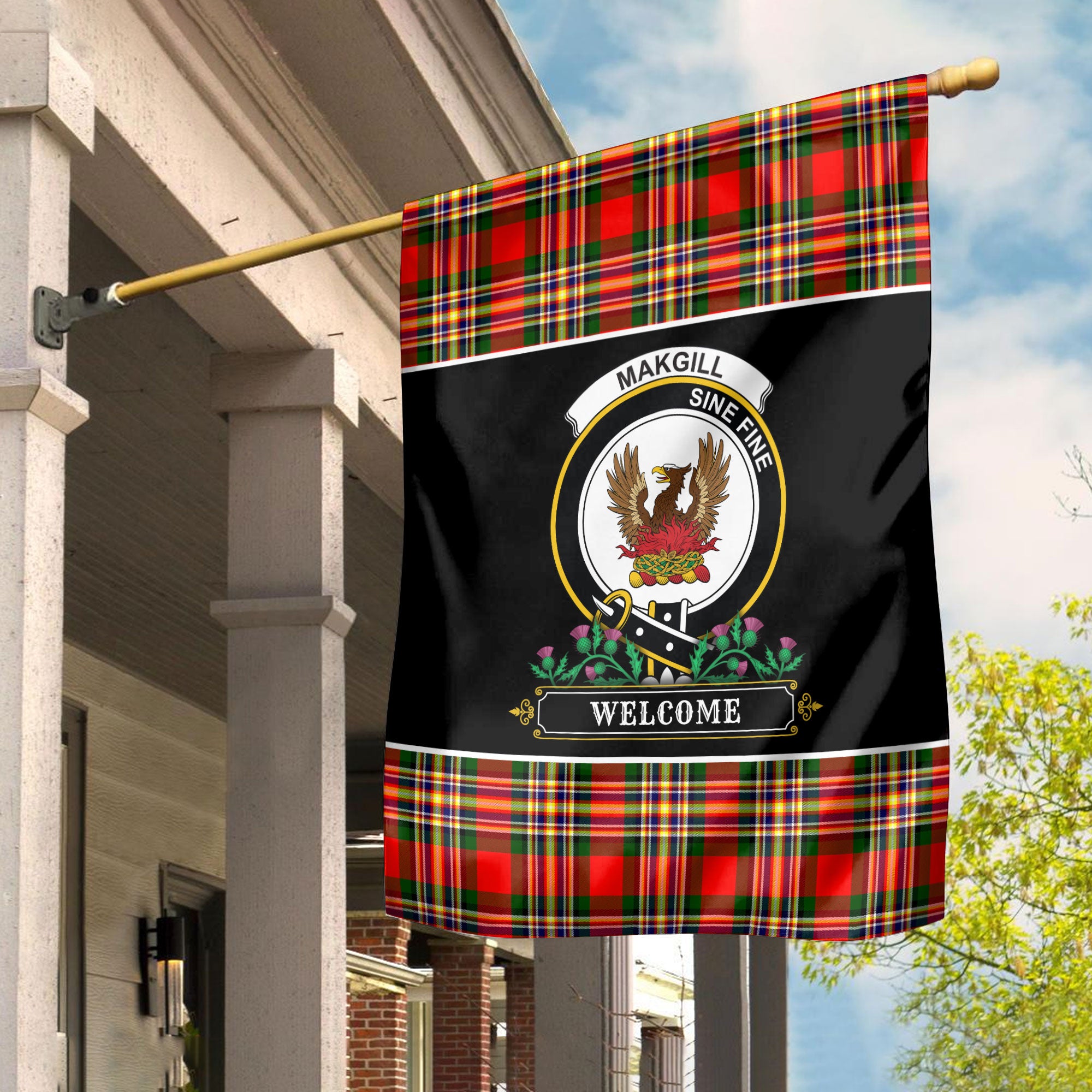 Makgill Tartan Crest Garden Flag - Welcome Style