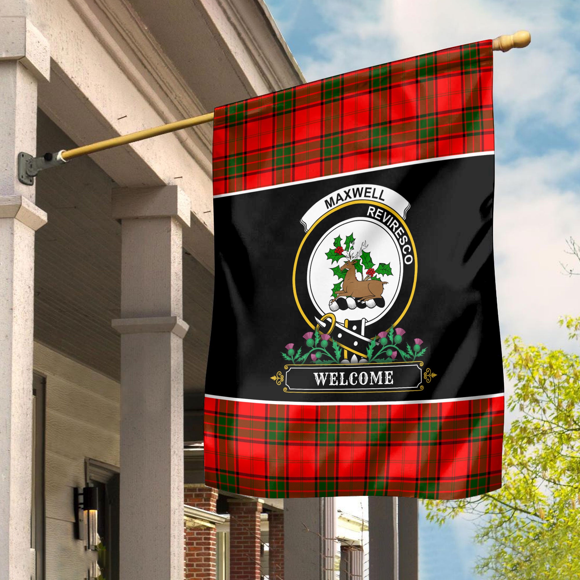 Maxwell Modern Tartan Crest Garden Flag - Welcome Style