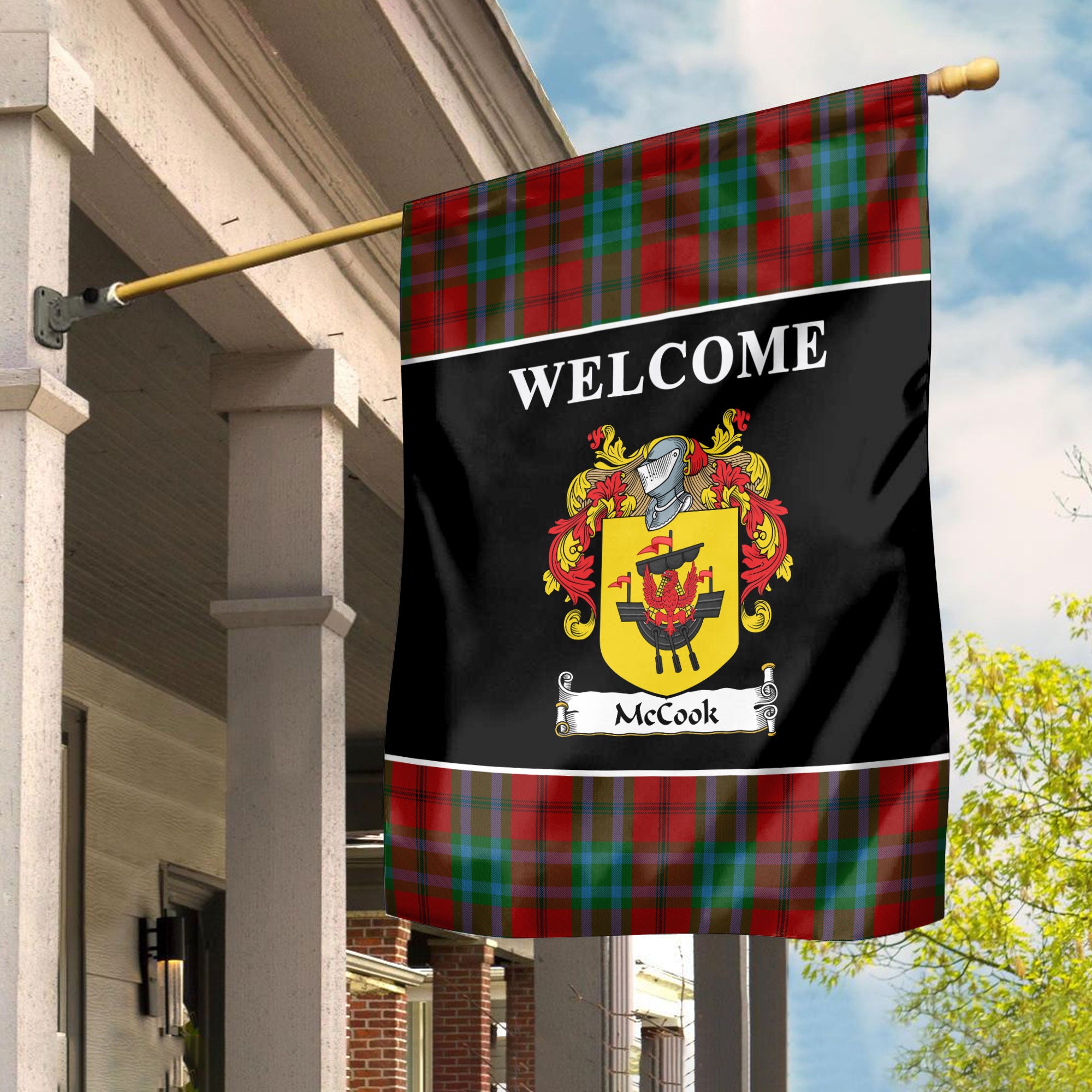 McCook Tartan Coat Of Arms Black Garden Flag