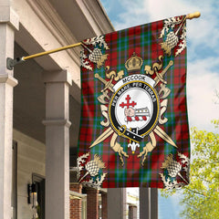 McCook Tartan Crest Black Garden Flag - Gold Thistle Style