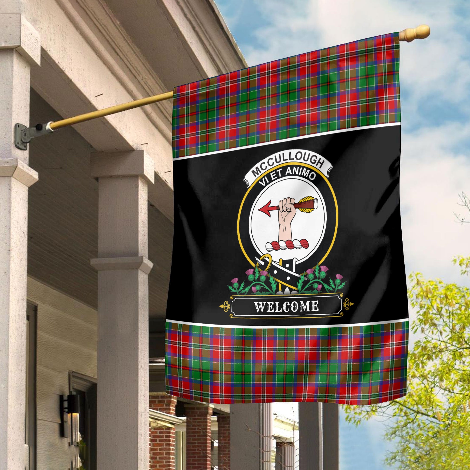 McCullough Tartan Crest Garden Flag - Welcome Style