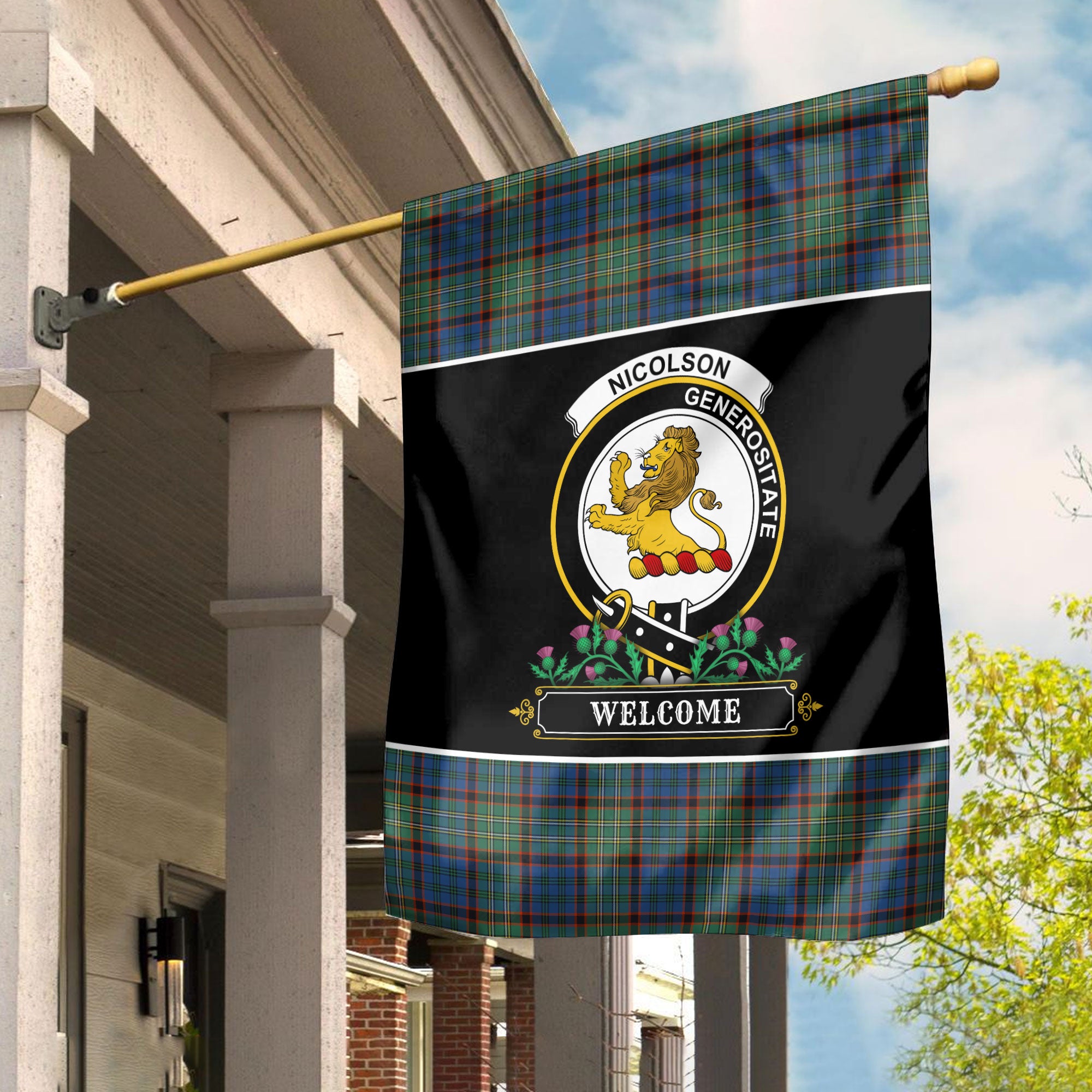 Nicolson Hunting Ancient Tartan Crest Garden Flag - Welcome Style