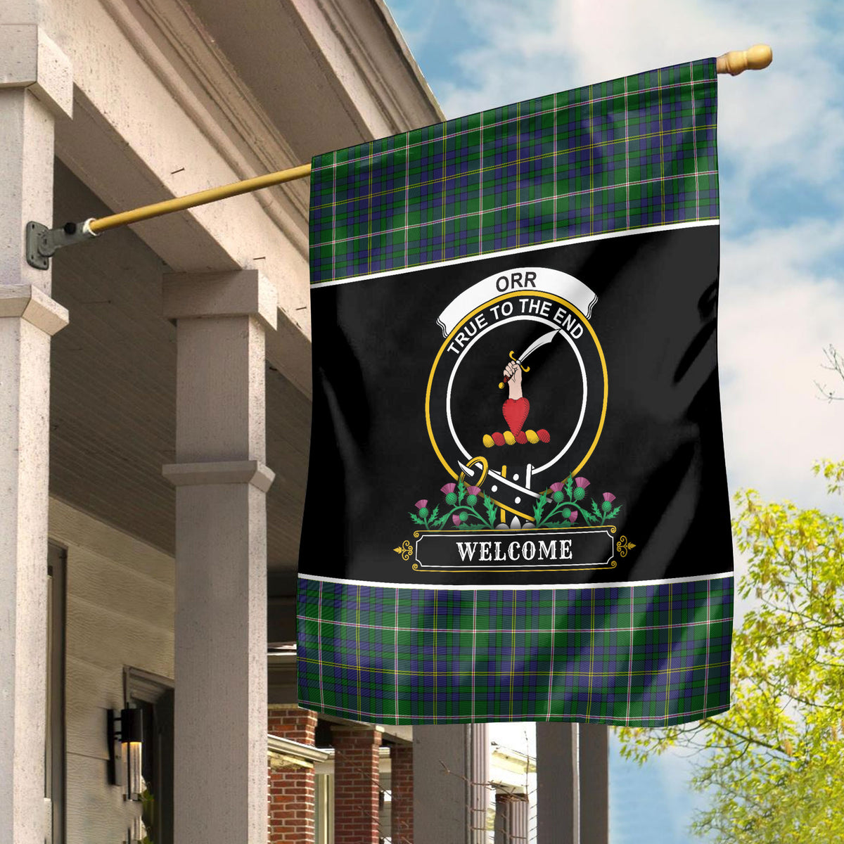 Orr Tartan Crest Garden Flag - Welcome Style