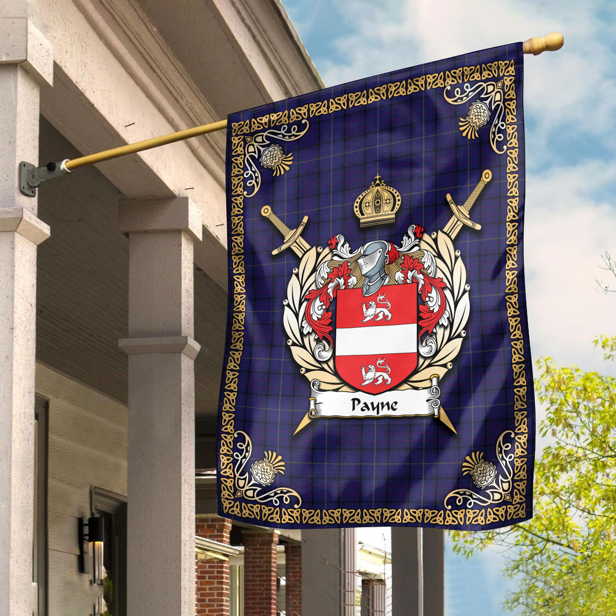 Payne Tartan Crest Garden Flag - Celtic Thistle Style