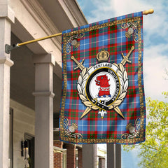 Pentland Tartan Crest Garden Flag - Celtic Thistle Style