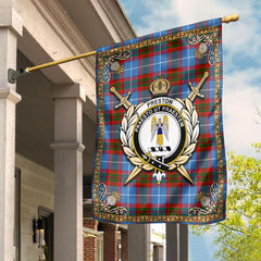 Preston Tartan Crest Garden Flag - Celtic Thistle Style