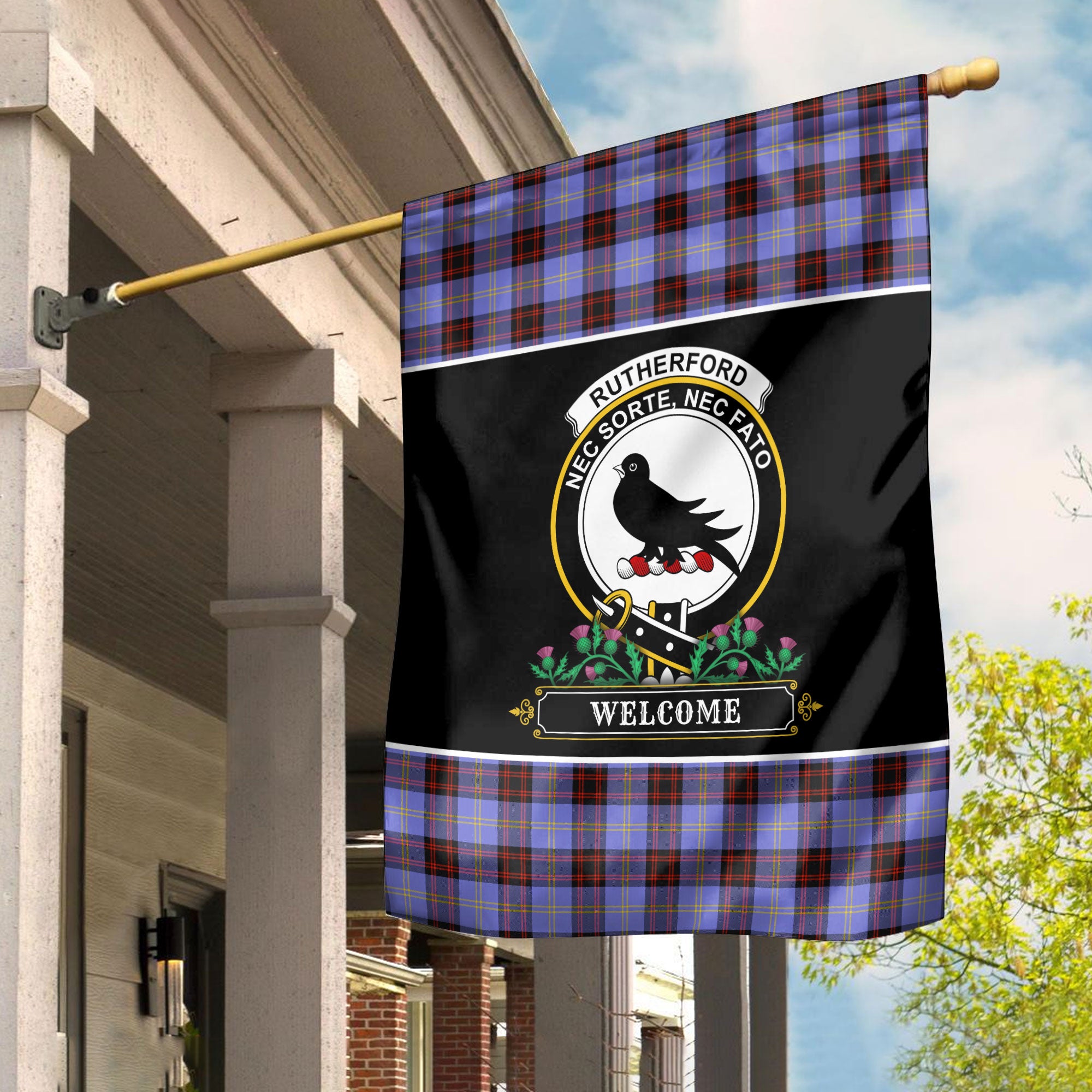 Rutherford Tartan Crest Garden Flag - Welcome Style