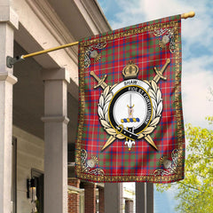 Shaw Red Modern Tartan Crest Garden Flag - Celtic Thistle Style