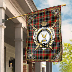 Stewart Black Tartan Crest Garden Flag - Celtic Thistle Style