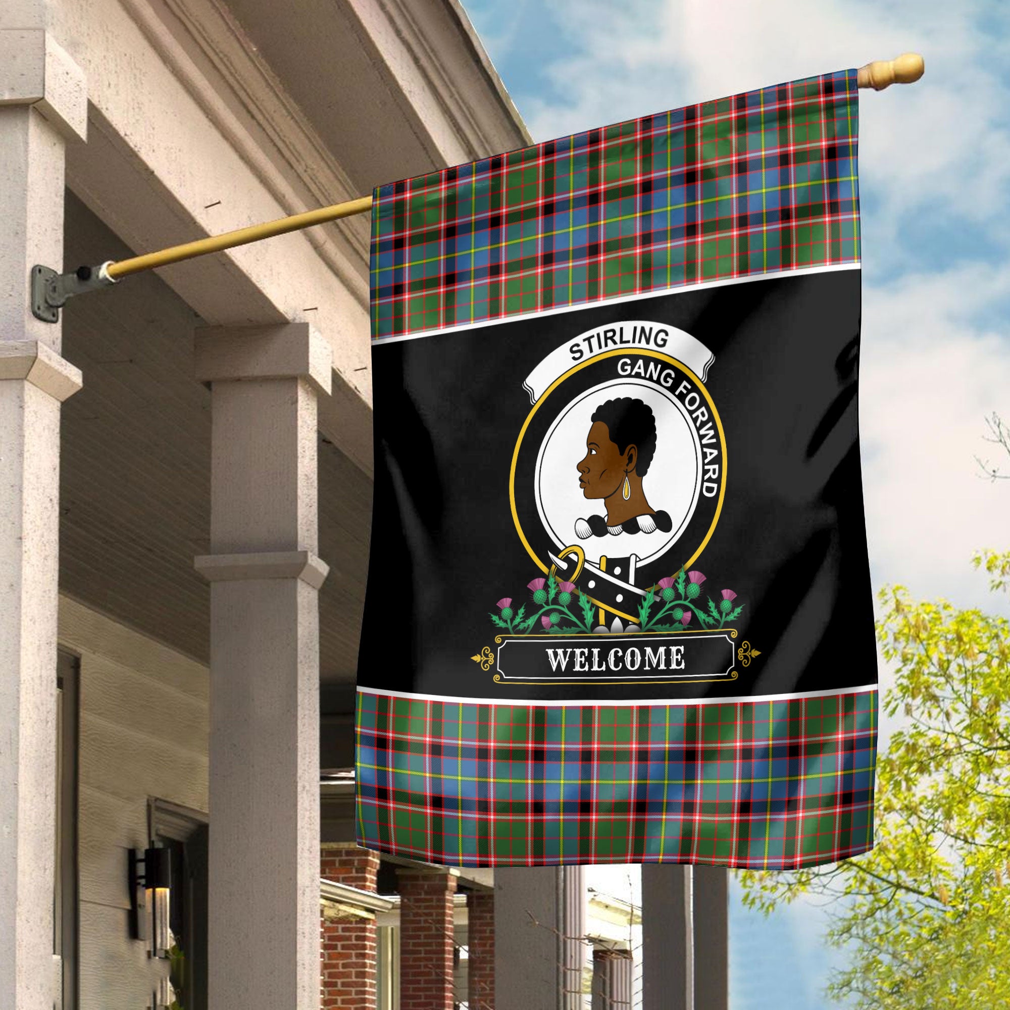 Stirling (of Keir) Tartan Crest Garden Flag - Welcome Style