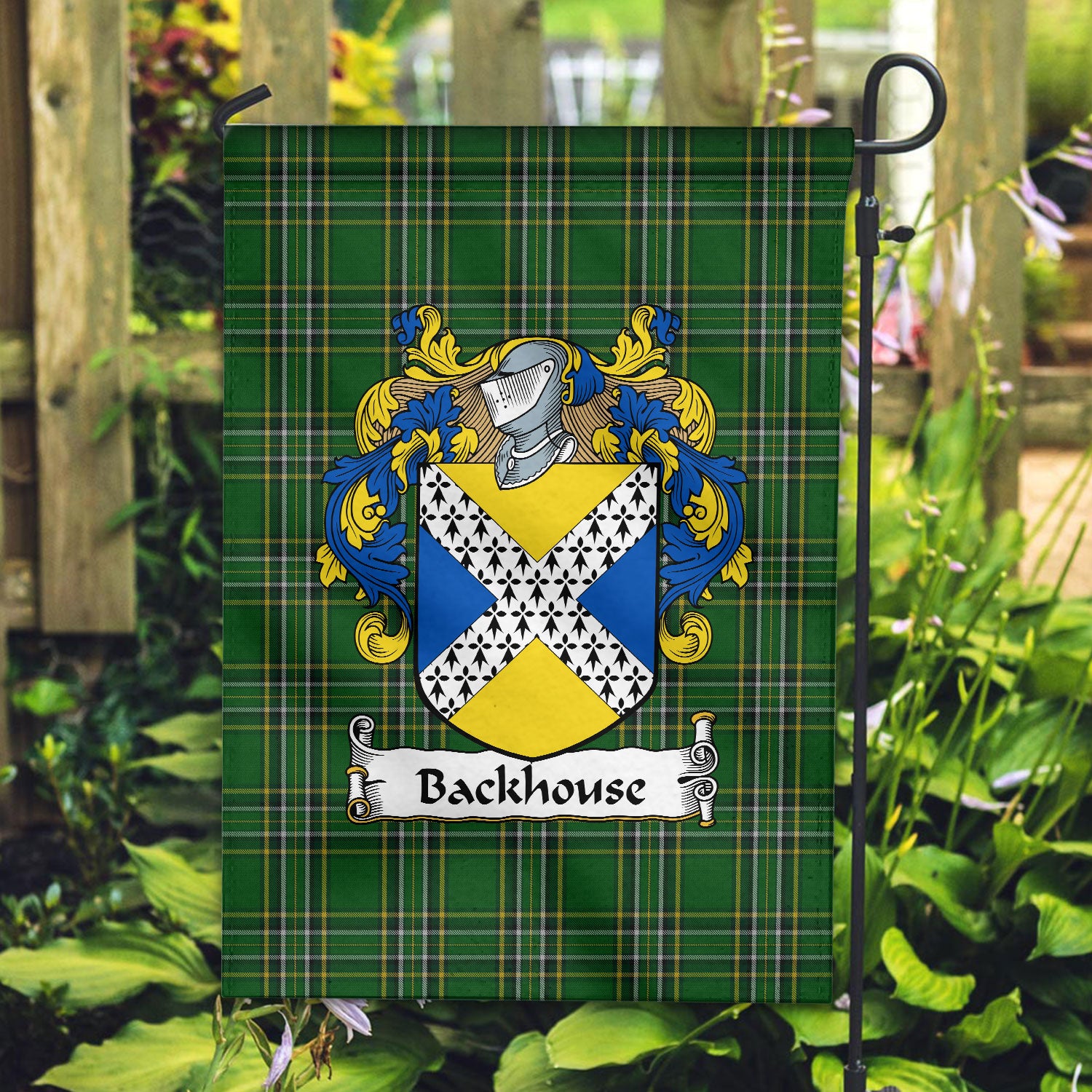 Backhouse Tartan Crest Garden Flag