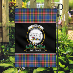 Beaton Modern Tartan Crest Garden Flag - Welcome Style