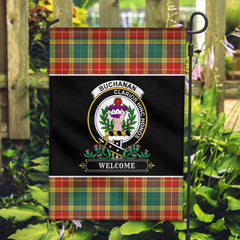 Buchanan Old Sett Tartan Crest Garden Flag - Welcome Style