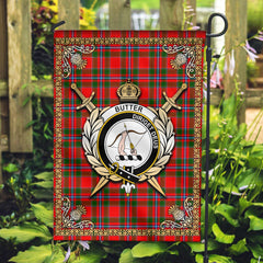 Butter Tartan Crest Garden Flag - Celtic Thistle Style