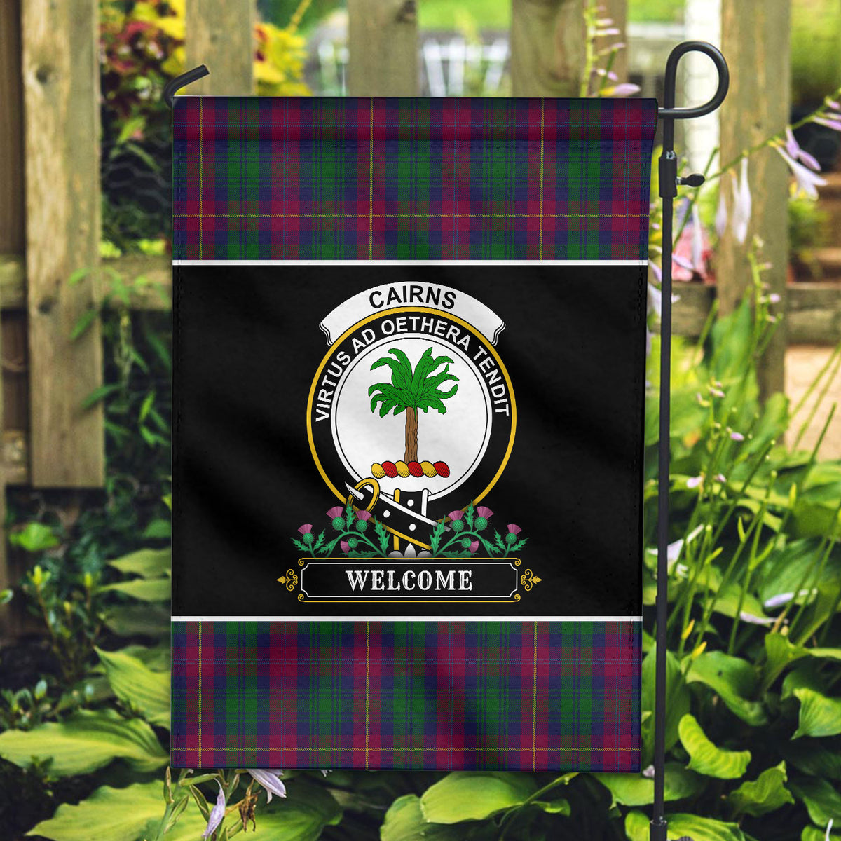 Cairns Tartan Crest Garden Flag - Welcome Style