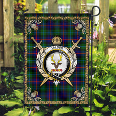 Calder Tartan Crest Garden Flag - Celtic Thistle Style