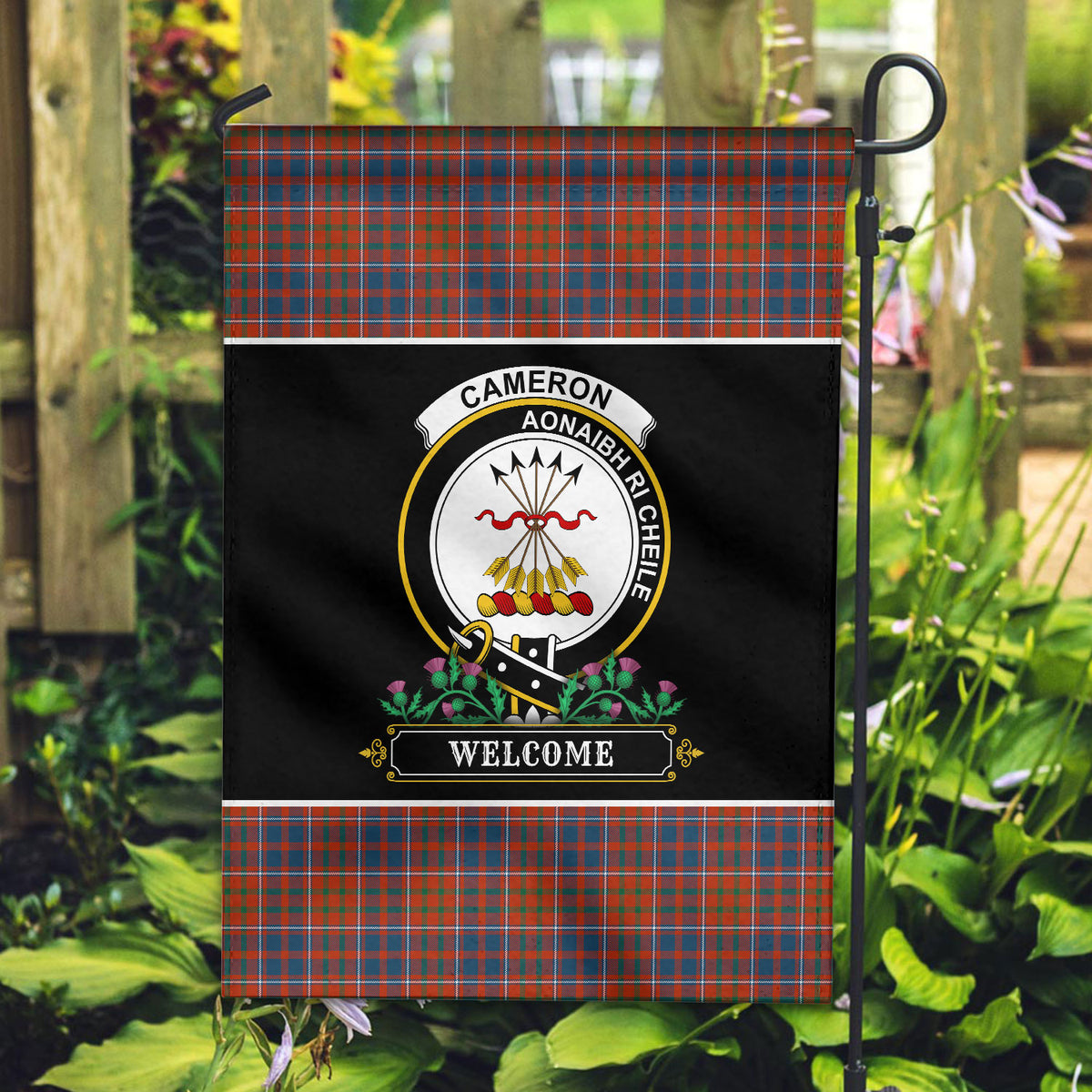 Cameron of Lochiel Ancient Tartan Crest Garden Flag - Welcome Style