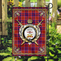 Cameron of Lochiel Modern Tartan Crest Garden Flag - Celtic Thistle Style