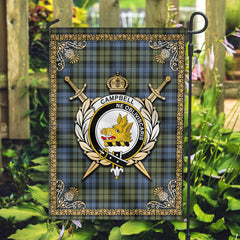 Campbell Faded Tartan Crest Garden Flag - Celtic Thistle Style