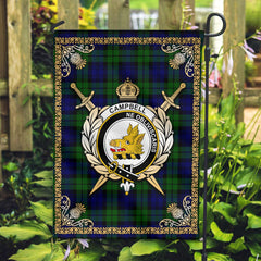 Campbell Modern Tartan Crest Garden Flag - Celtic Thistle Style