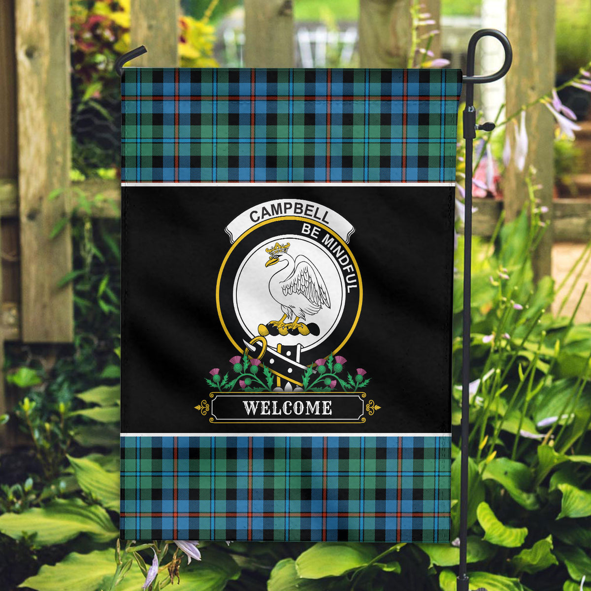 Campbell of Cawdor Ancient Tartan Crest Garden Flag - Welcome Style