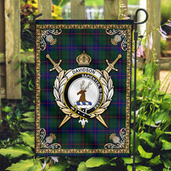 Davidson Modern Tartan Crest Garden Flag - Celtic Thistle Style