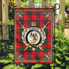 Drummond Modern Tartan Crest Garden Flag - Celtic Thistle Style