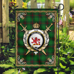 Fife District Tartan Crest Garden Flag - Celtic Thistle Style