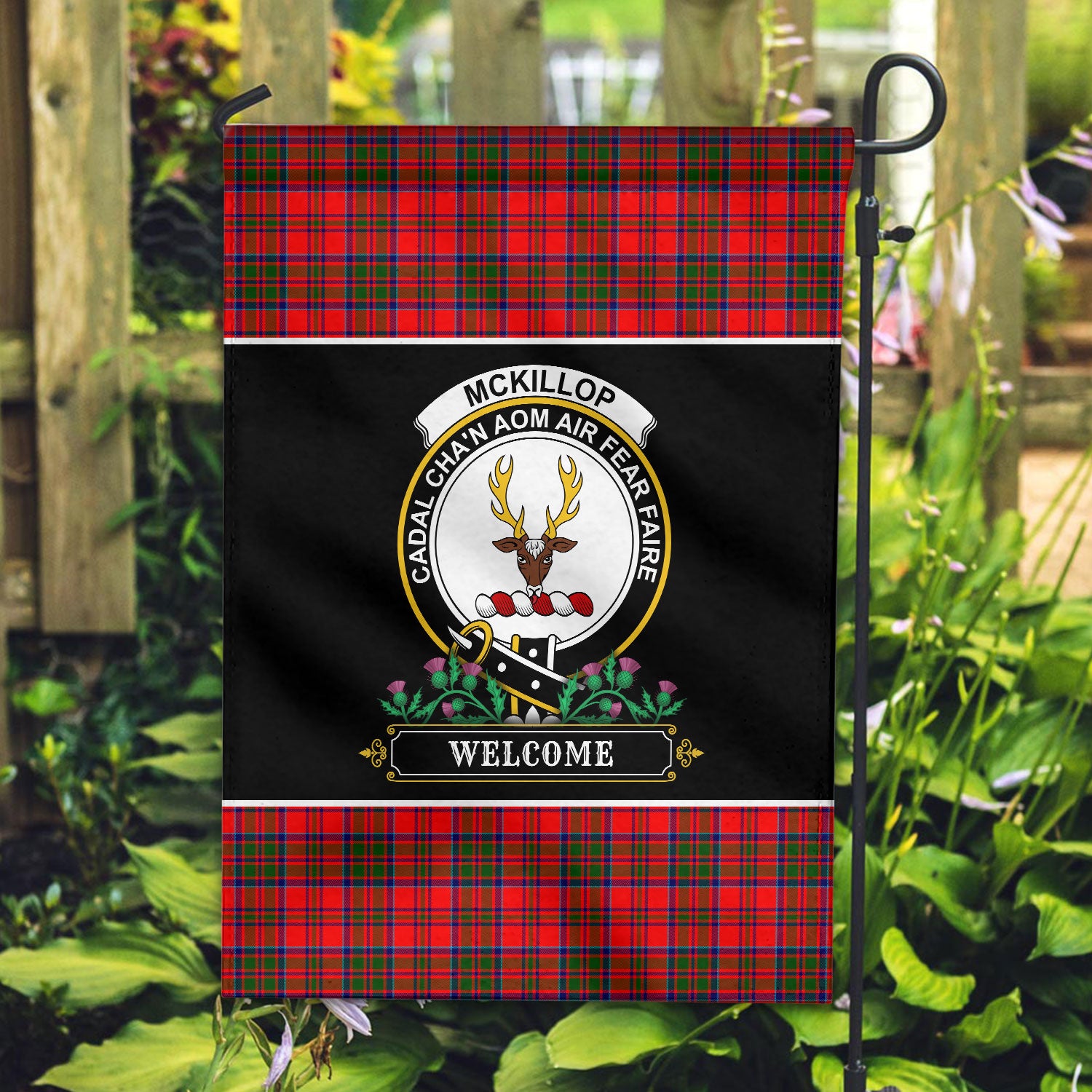 McKillop Tartan Crest Garden Flag - Welcome Style