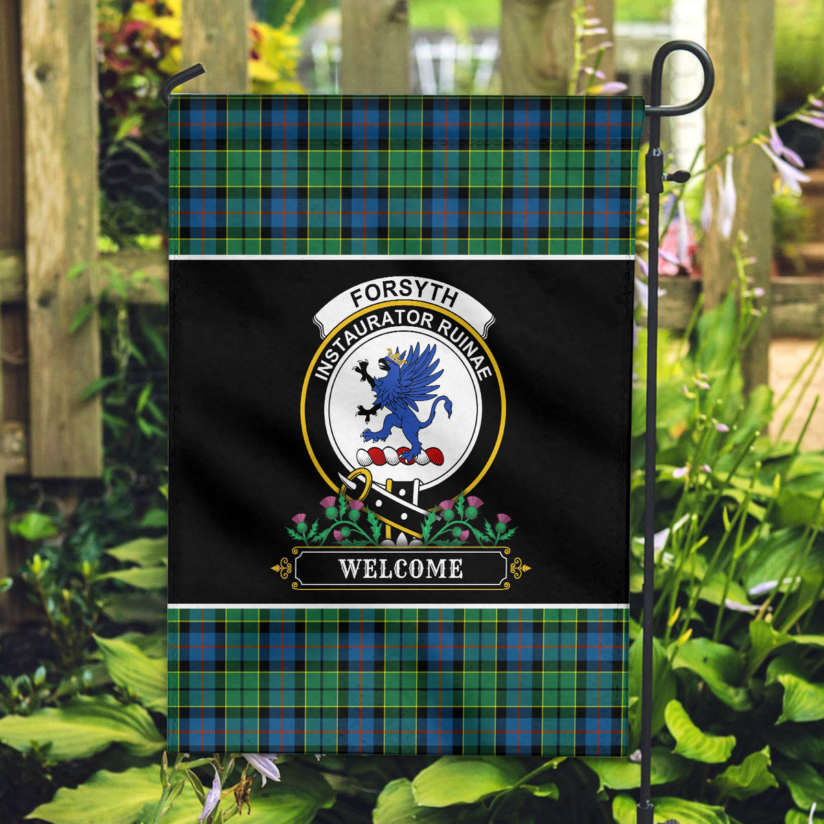 Forsyth Ancient Tartan Crest Garden Flag - Welcome Style