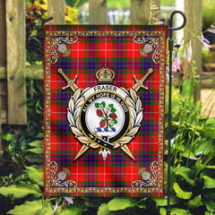 Fraser Tartan Crest Garden Flag - Celtic Thistle Style