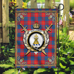 Galloway Red Tartan Crest Garden Flag - Celtic Thistle Style