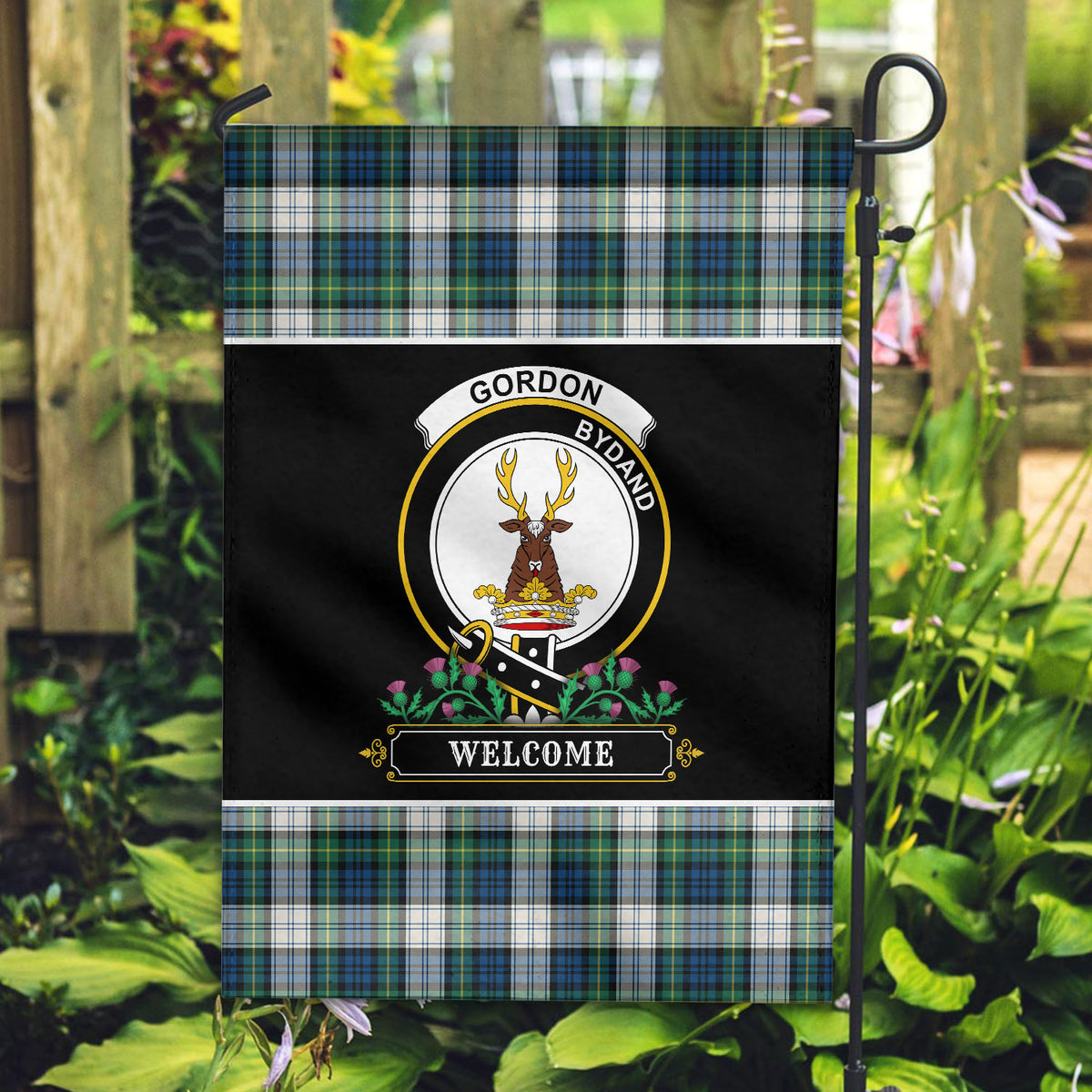 Gordon Dress Ancient Tartan Crest Garden Flag - Welcome Style