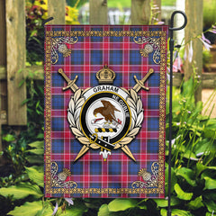 Graham of Menteith Red Tartan Crest Garden Flag - Celtic Thistle Style