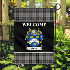 Harris Tartan Crest Black Garden Flag