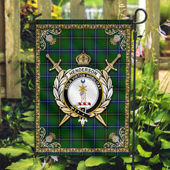 Henderson Modern Tartan Crest Garden Flag - Celtic Thistle Style