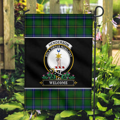 Henderson Modern Tartan Crest Garden Flag - Welcome Style