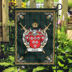 Ireland Tartan Crest Garden Flag - Celtic Thistle Style