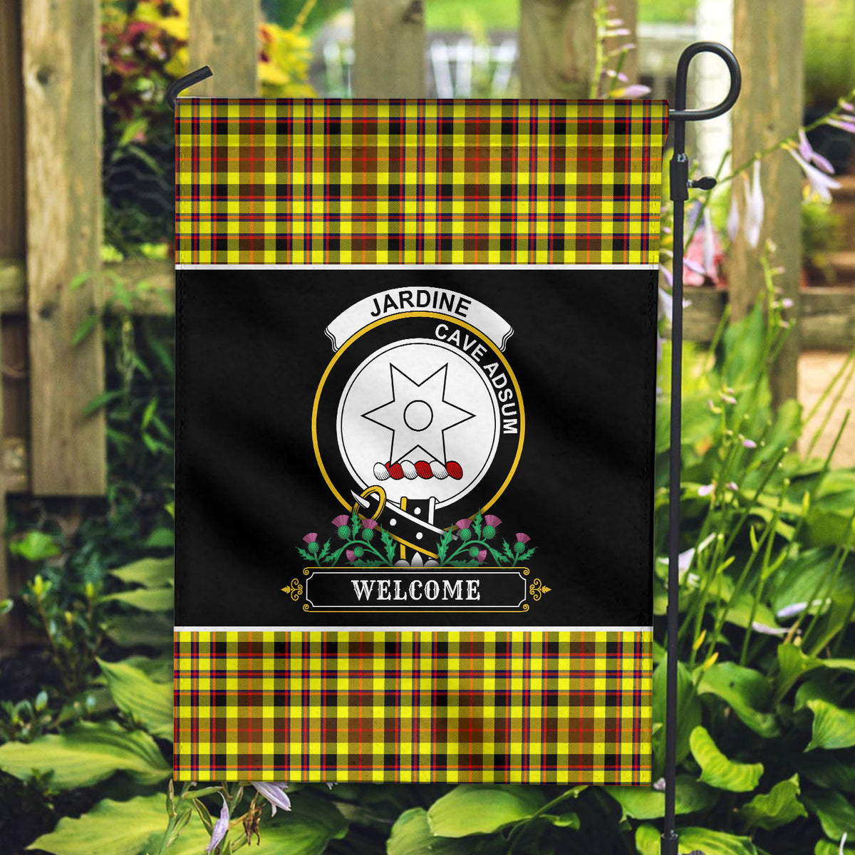 Jardine Tartan Crest Garden Flag - Welcome Style