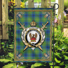 Johnston of Caskieben Ancient Tartan Crest Garden Flag - Celtic Thistle Style