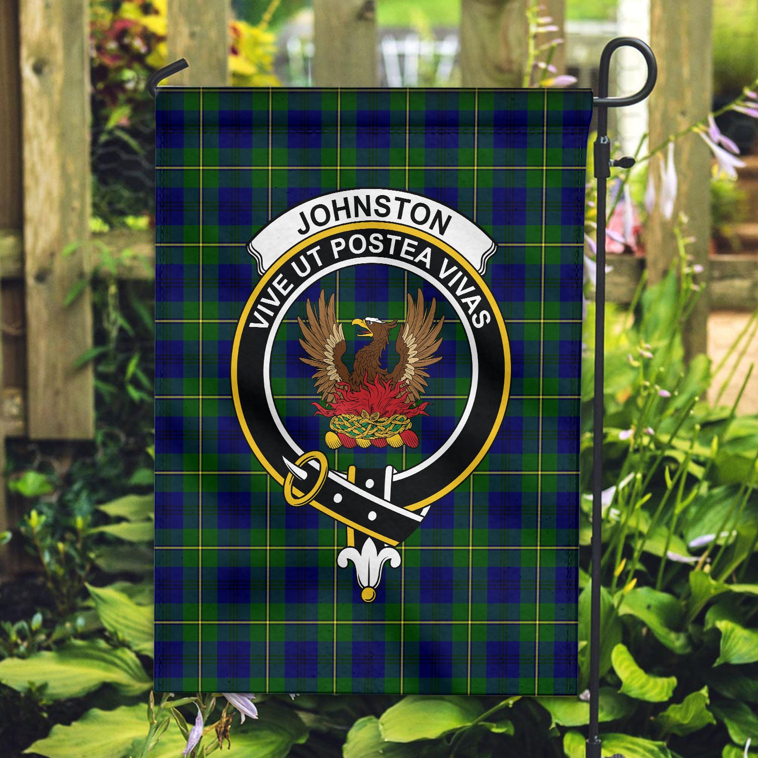 Johnston of Caskieben Modern Tartan Crest Garden Flag