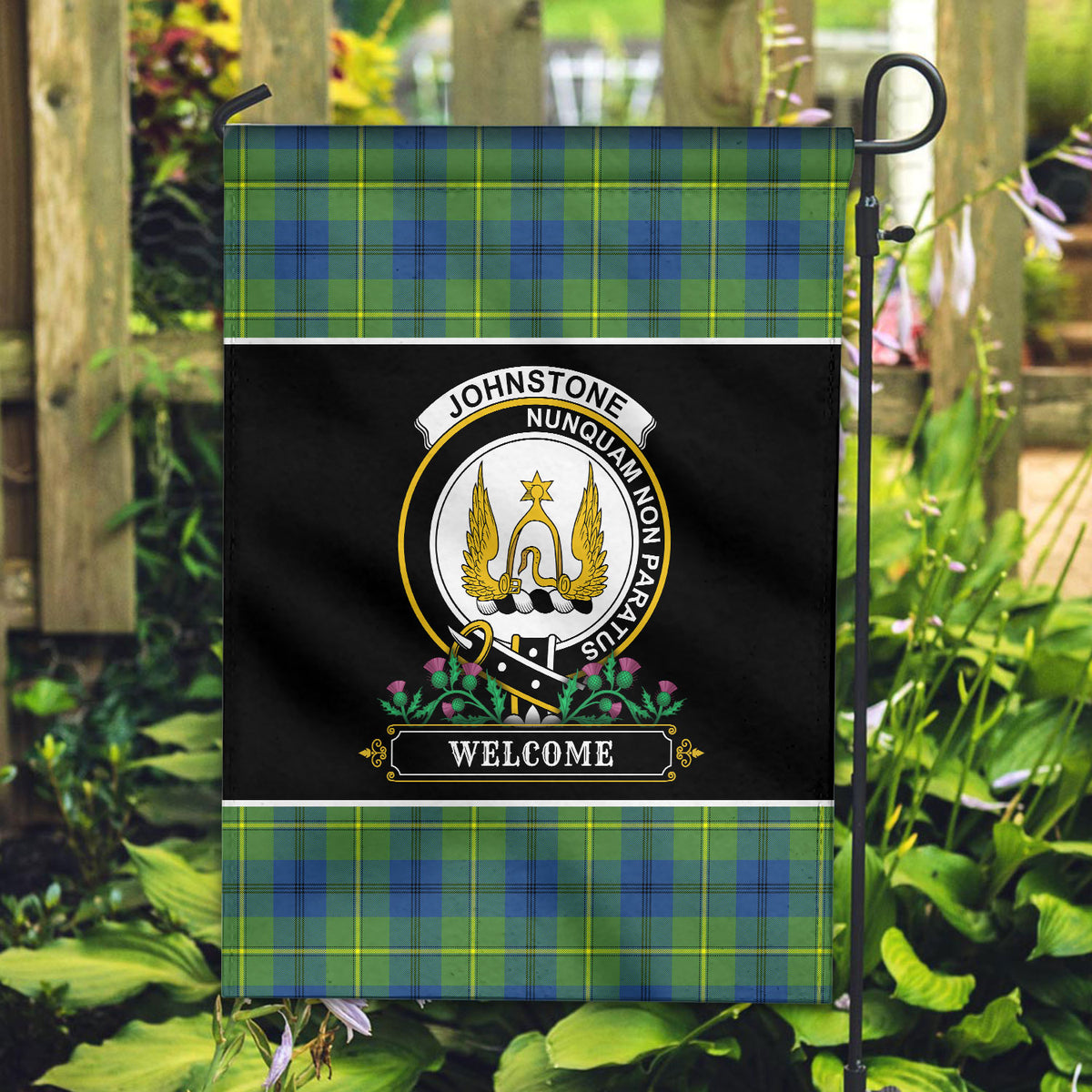 Johnstone Ancient Tartan Crest Garden Flag - Welcome Style