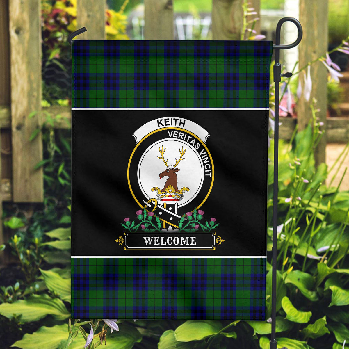 Keith Modern Tartan Crest Garden Flag - Welcome Style